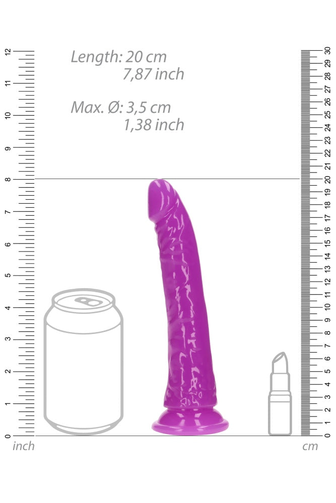 Shots Toys - Real Rock - 7" Glow in the Dark Slim Realistic Dildo with Suction Cup - Purple - Stag Shop