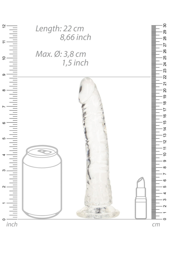 Shots Toys - Real Rock - 8" Slim Realistic Dildo with Suction Cup - Clear - Stag Shop