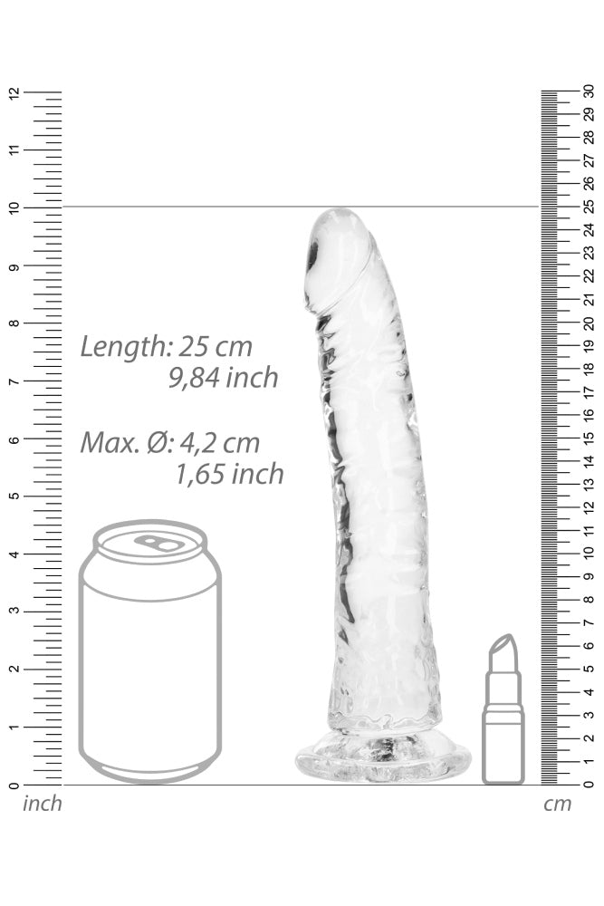 Shots Toys - Real Rock - 9" Slim Realistic Dildo with Suction Cup - Clear - Stag Shop