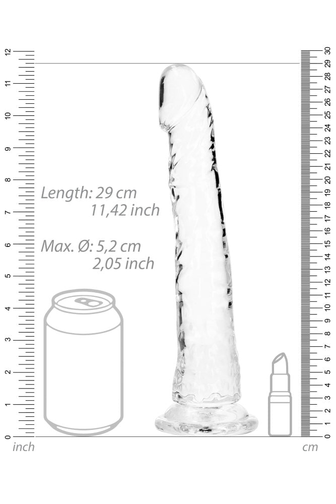 Shots Toys - Real Rock - 10" Slim Realistic Dildo with Suction Cup - Clear - Stag Shop