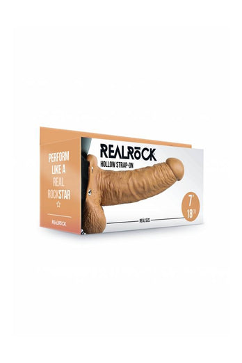 Shots Toys - RealRock - Hollow Strap-On with Balls - 7 inch - Beige - Stag Shop