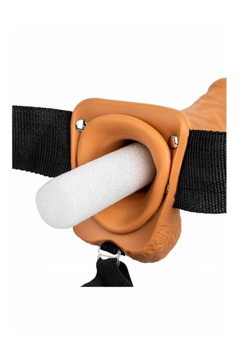 Shots Toys - RealRock - Hollow Strap-On with Balls - 7 inch - Beige - Stag Shop