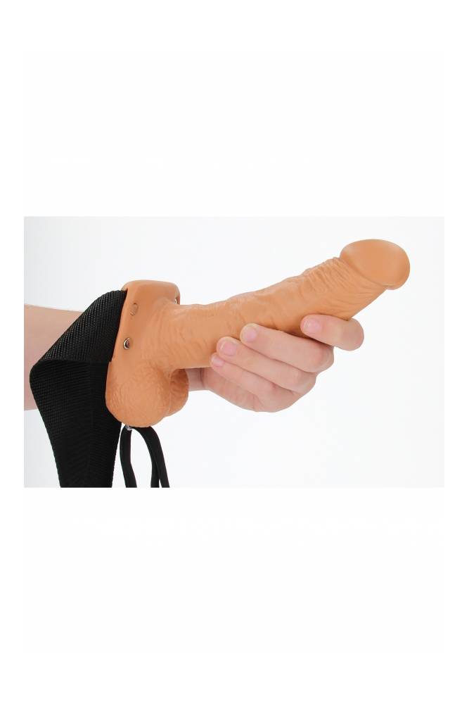 Shots Toys - RealRock - Hollow Strap-On with Balls - 7 inch - Beige - Stag Shop
