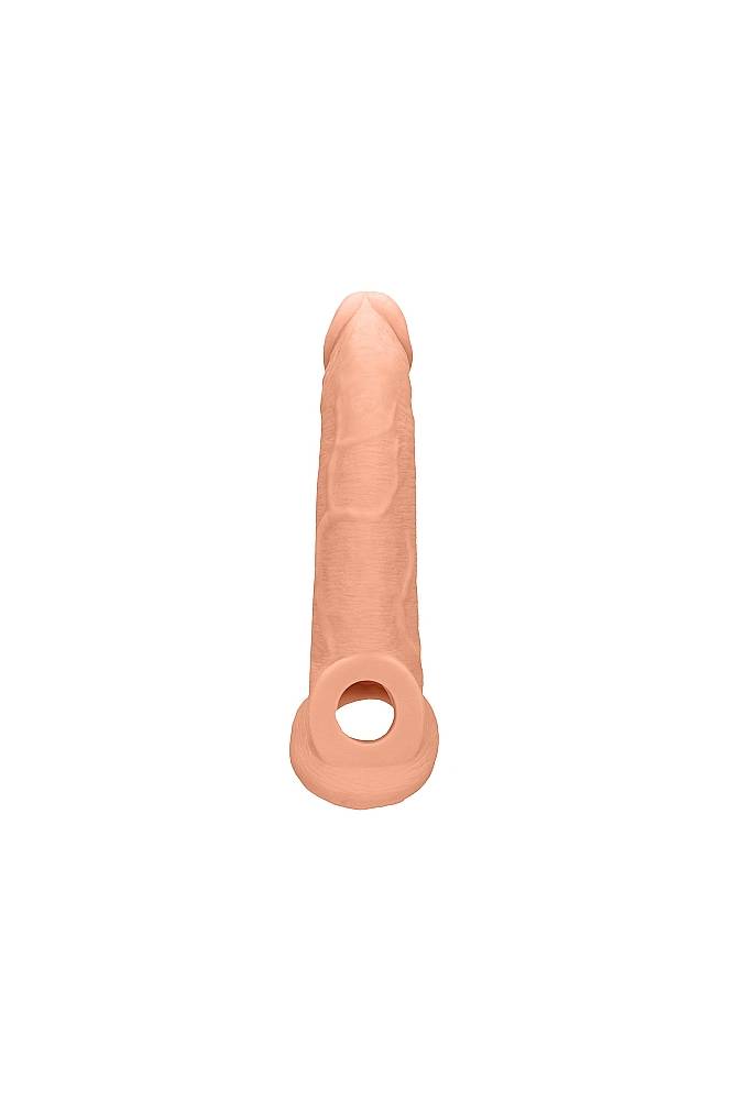 Shots Toys - Real Rock - 9 Inch Penis Sleeve with Ball Strap - Beige - Stag Shop