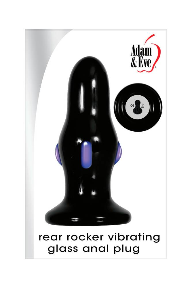 Adam & Eve - Rear Rocker Vibrating Glass Anal Plug - Black - Stag Shop