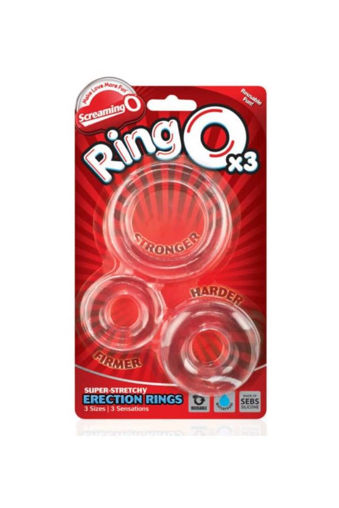 Screaming O - RingO Cock Ring 3 Pk - Black/Clear - Stag Shop