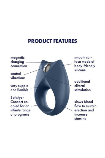 Satisfyer - Royal One Bluetooth Cock Ring - Navy - Stag Shop