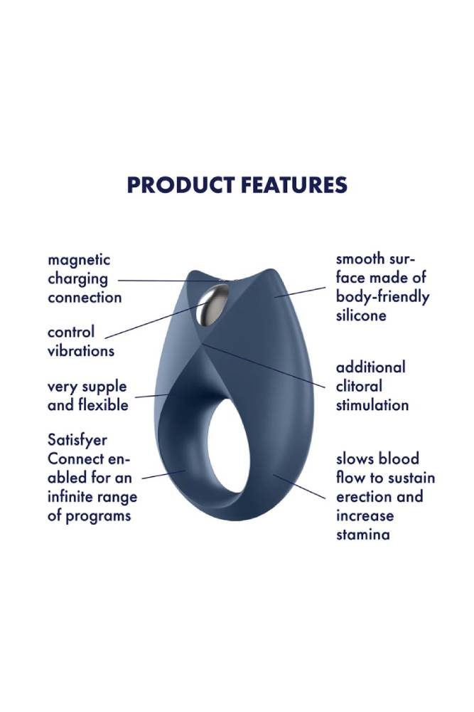 Satisfyer - Royal One Bluetooth Cock Ring - Navy - Stag Shop