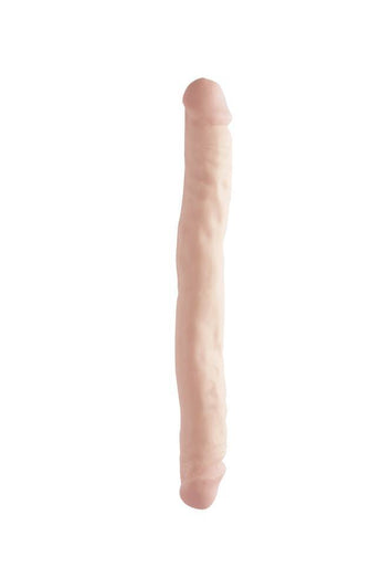 Pipedream - Basix - Rubber Works Double Ended Dildo - 12 inch - Beige - Stag Shop