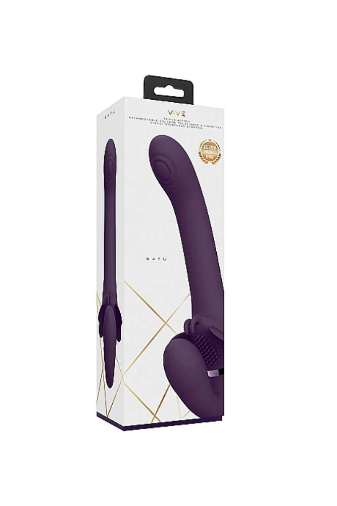 Shots Toys - VIVE - Satu Pulse Wave & Vibrating Strapless Strap-on - Purple - Stag Shop