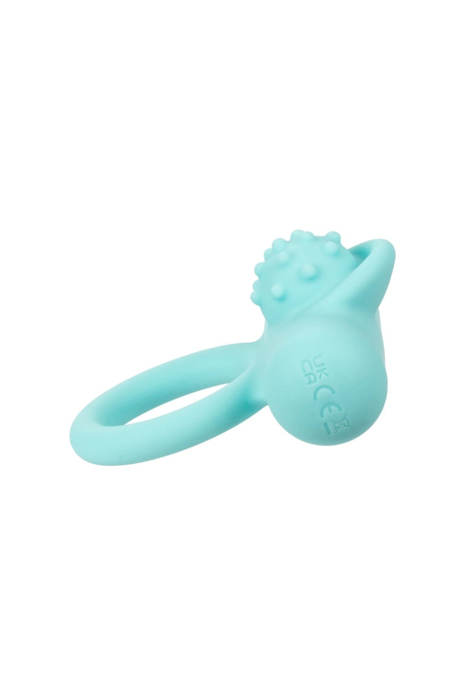 Cal Exotics -  Silicone Rechargeable Nubby Lover’s Delight Cock Ring - Blue - Stag Shop