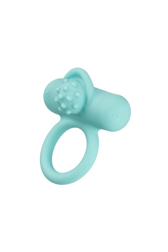 Cal Exotics -  Silicone Rechargeable Nubby Lover’s Delight Cock Ring - Blue - Stag Shop