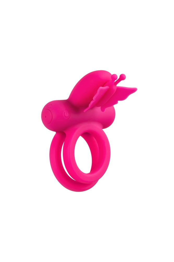 Cal Exotics - Silicone Rechargeable Dual Butterfly Cock Ring - Pink - Stag Shop