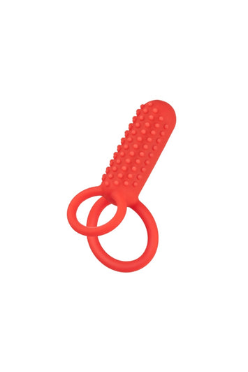 Cal Exotics - Silicone Rechargeable Vertical Dual Enhancer Cock Ring - Red - Stag Shop