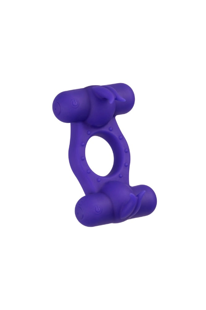 Cal Exotics - Silicone Rechargeable Triple Orgasm Enhancer Cock Ring - Purple - Stag Shop