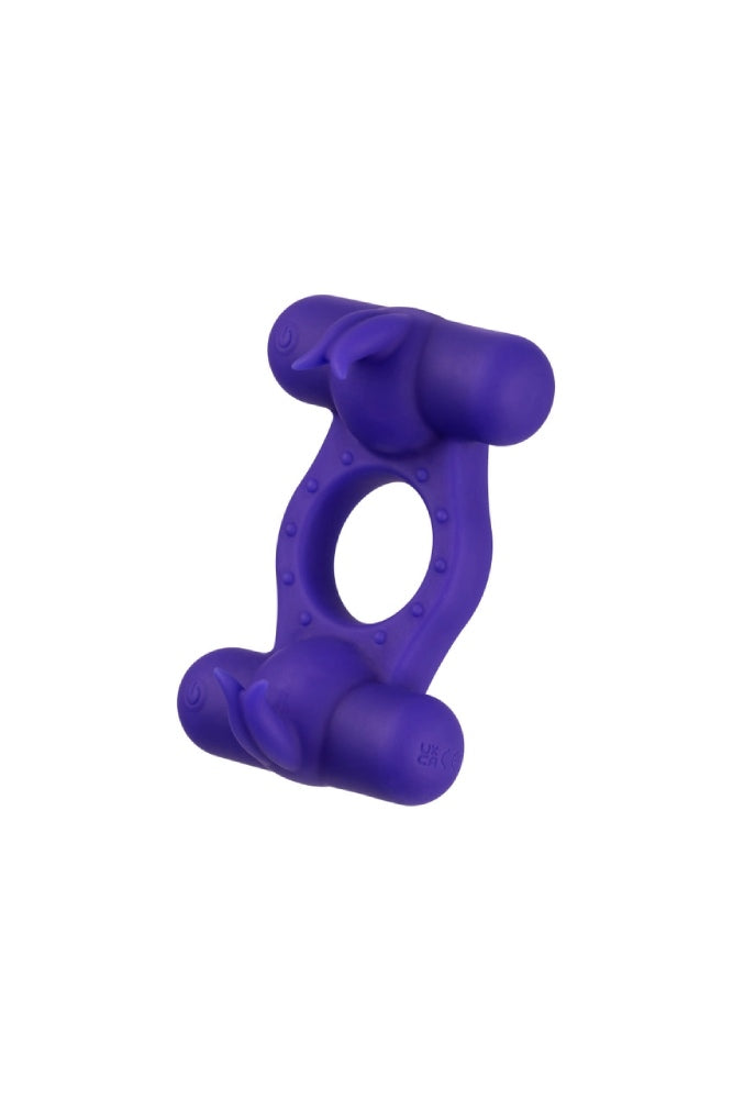 Cal Exotics - Silicone Rechargeable Triple Orgasm Enhancer Cock Ring - Purple - Stag Shop