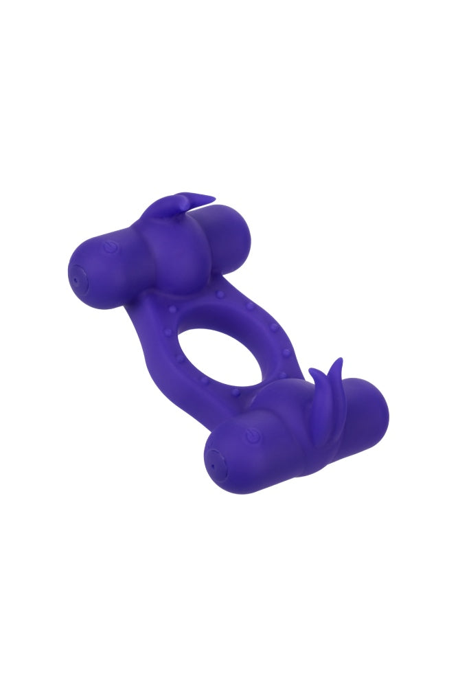 Cal Exotics - Silicone Rechargeable Triple Orgasm Enhancer Cock Ring - Purple - Stag Shop