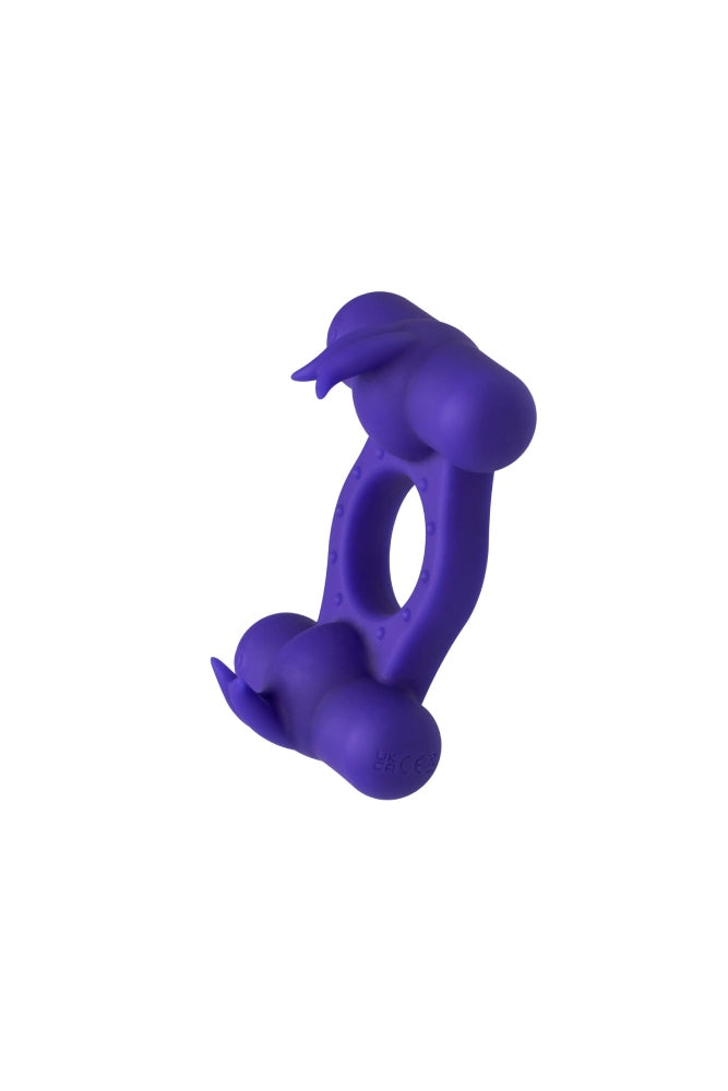 Cal Exotics - Silicone Rechargeable Triple Orgasm Enhancer Cock Ring - Purple - Stag Shop