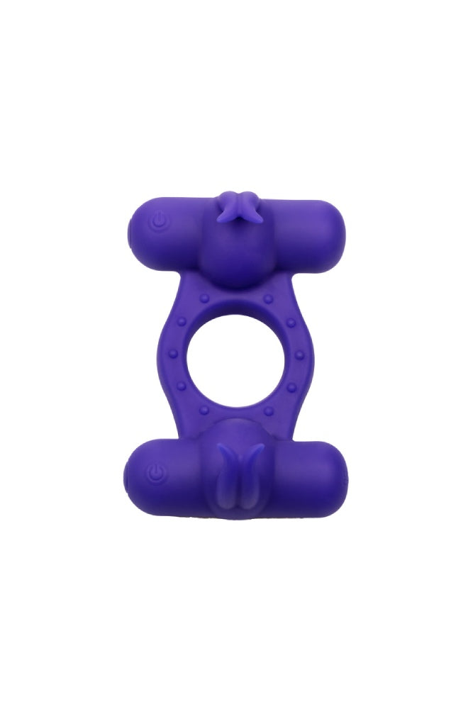 Cal Exotics - Silicone Rechargeable Triple Orgasm Enhancer Cock Ring - Purple - Stag Shop