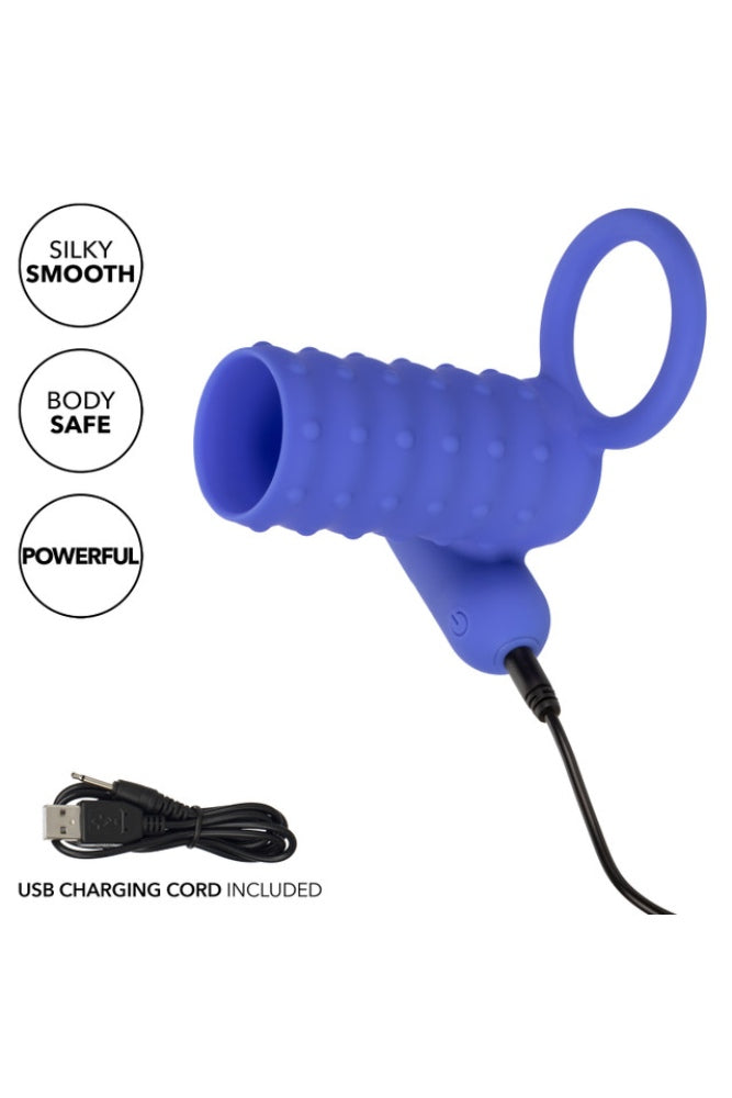 Cal Exotics - Silicone Rechargeable Endless Desires Enhancer Cock Ring - Blue - Stag Shop