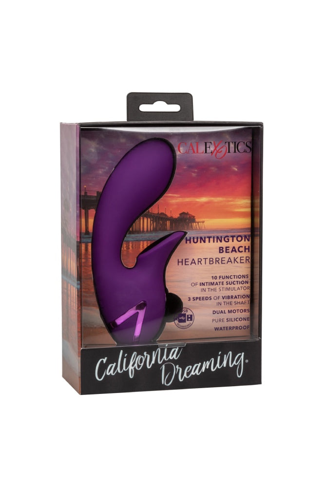 Cal Exotics - California Dreaming - Huntington Beach Heartbreaker Rabbit Vibrator with Suction - Purple - Stag Shop