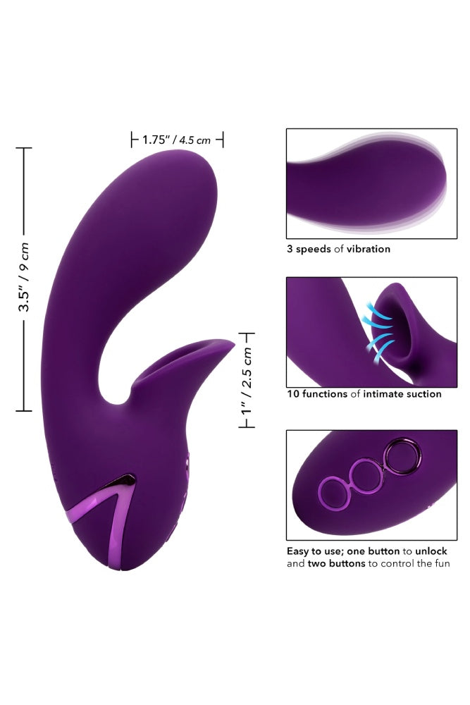 Cal Exotics - California Dreaming - Huntington Beach Heartbreaker Rabbit Vibrator with Suction - Purple - Stag Shop
