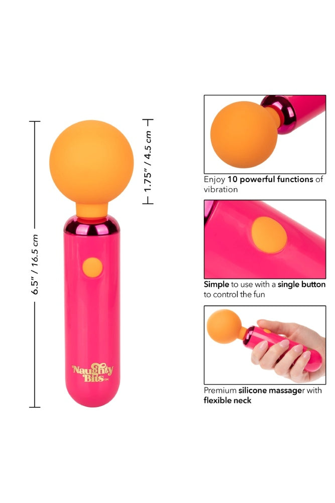 Cal Exotics - Naughty Bits - Home Cumming Queen Vibrating Mini Wand - Pink/Orange - Stag Shop