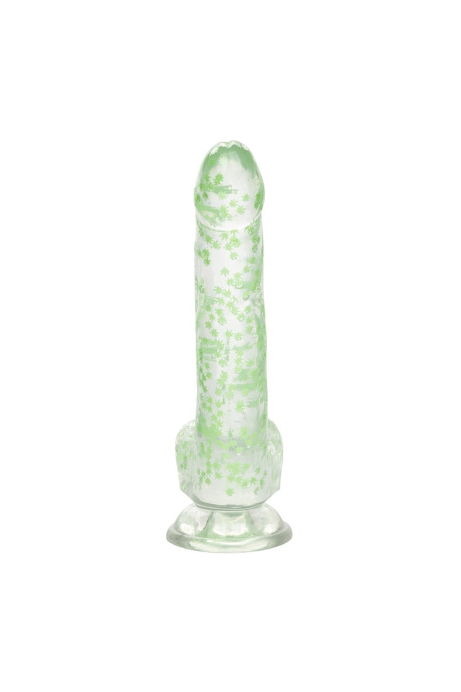 Cal Exotics - Naughty Bits - I Leaf Dick Glow-In-The-Dark Weed Leaf Dildo - Clear/Green - Stag Shop