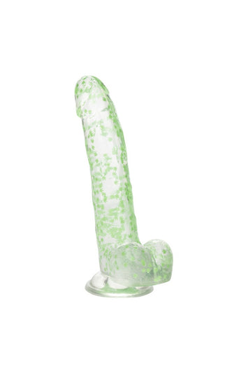 Cal Exotics - Naughty Bits - I Leaf Dick Glow-In-The-Dark Weed Leaf Dildo - Clear/Green - Stag Shop