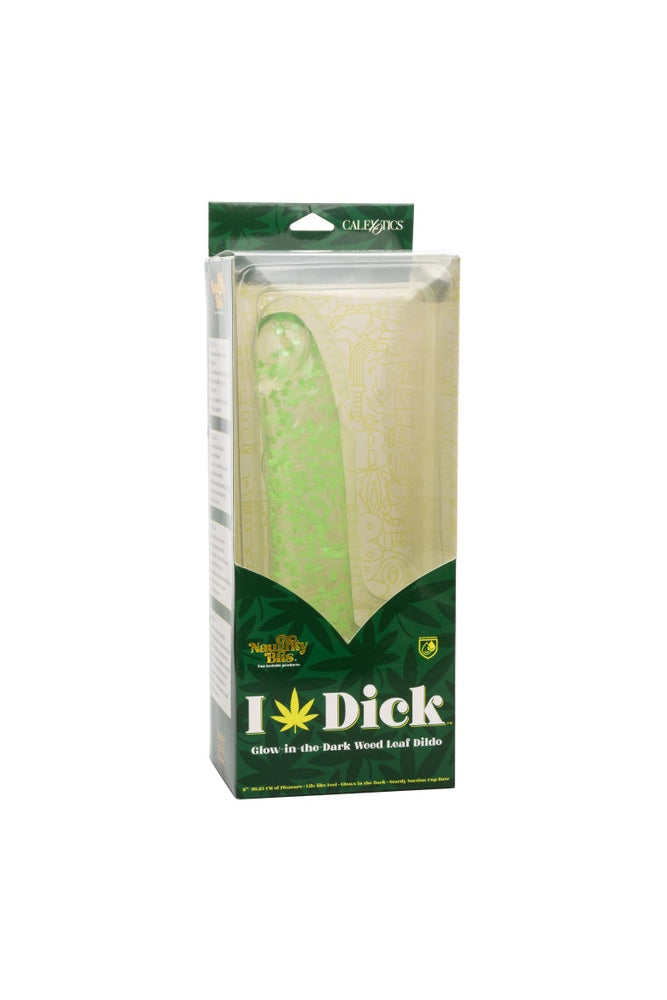 Cal Exotics - Naughty Bits - I Leaf Dick Glow-In-The-Dark Weed Leaf Dildo - Clear/Green - Stag Shop