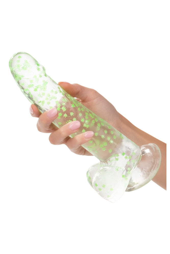 Cal Exotics - Naughty Bits - I Leaf Dick Glow-In-The-Dark Weed Leaf Dildo - Clear/Green - Stag Shop