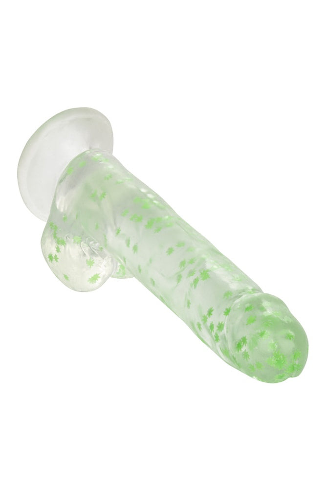 Cal Exotics - Naughty Bits - I Leaf Dick Glow-In-The-Dark Weed Leaf Dildo - Clear/Green - Stag Shop