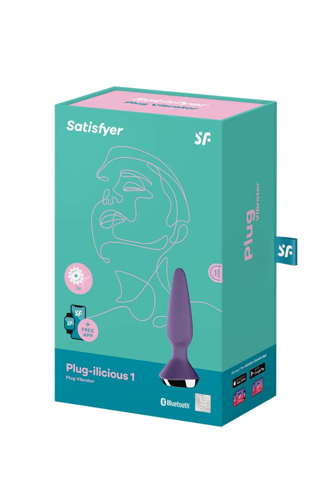 Satisfyer - Plug-ilicious 1 - Vibrating Bluetooth Anal Plug - Purple - Stag Shop