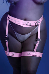 Fantasy Lingerie - Glow - Strapped In Leg Harness - Pink - OS - Stag Shop
