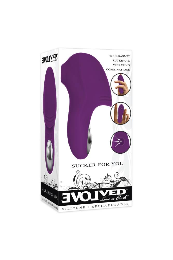 Evolved - Sucker for You Fingertip Suction Vibrator - Purple - Stag Shop