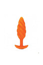b-Vibe - Swirl Textured Vibrating Butt Plug - Orange - Stag Shop