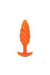 b-Vibe - Swirl Textured Vibrating Butt Plug - Orange - Stag Shop