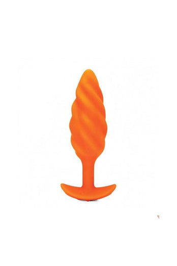 b-Vibe - Swirl Textured Vibrating Butt Plug - Orange - Stag Shop