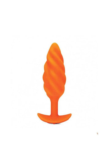 b-Vibe - Swirl Textured Vibrating Butt Plug - Orange - Stag Shop