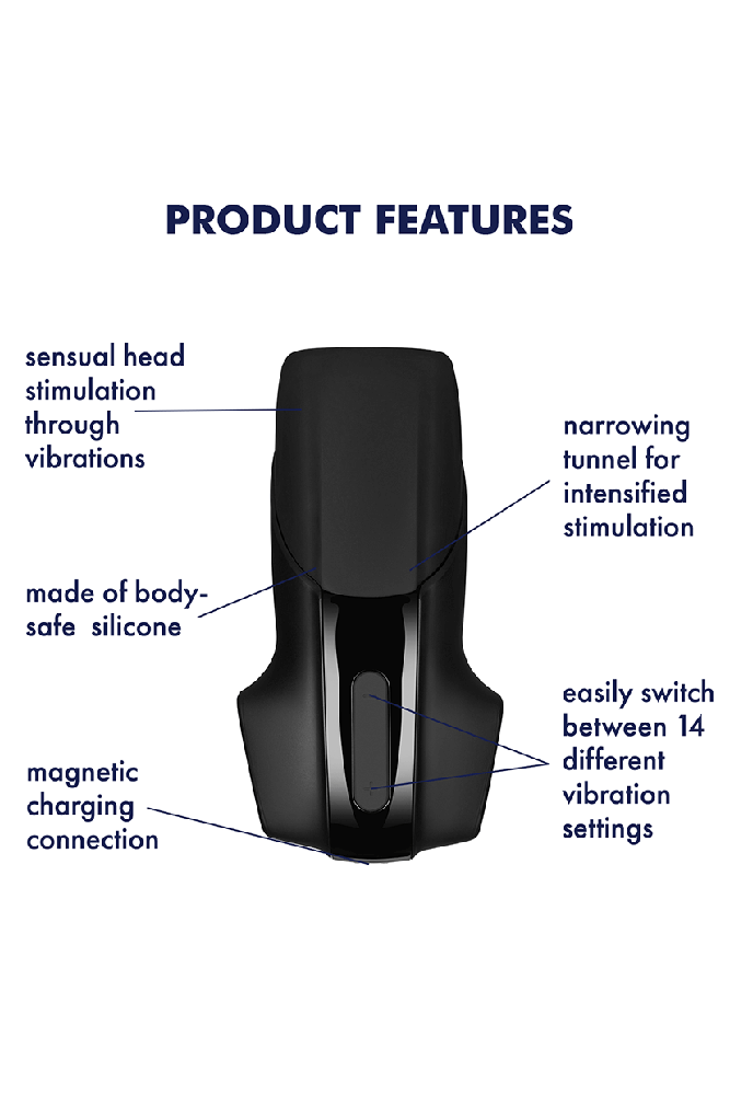 Satisfyer - Men's Vibrating Masturbator - Black - Stag Shop