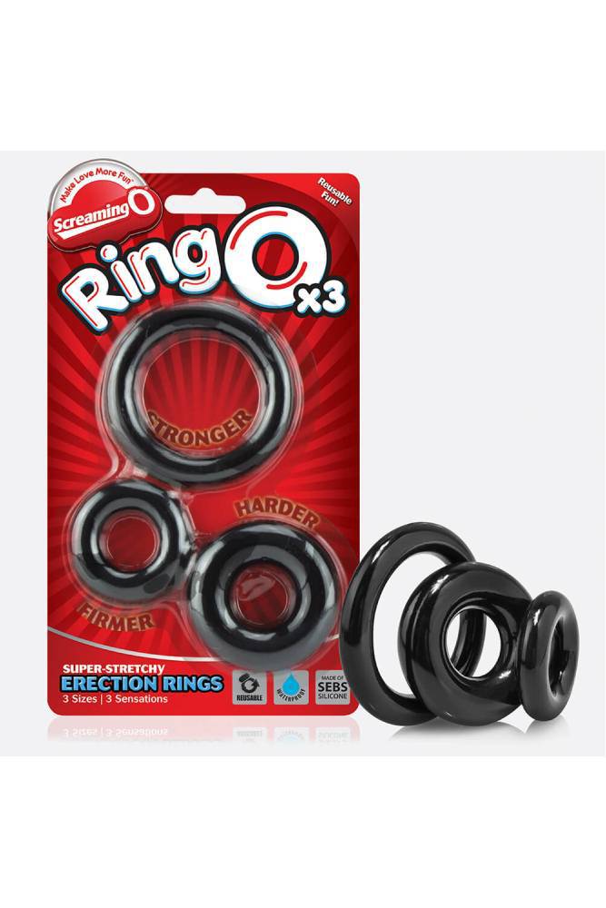 Screaming O - RingO Cock Ring 3 Pk - Black/Clear - Stag Shop