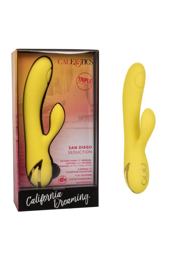 Cal Exotics - California Dreaming - San Diego Seduction Dual Vibrator - Yellow - Stag Shop