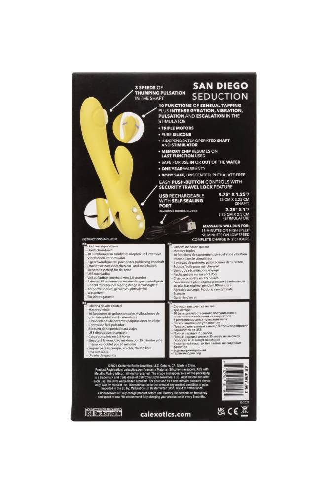 Cal Exotics - California Dreaming - San Diego Seduction Dual Vibrator - Yellow - Stag Shop