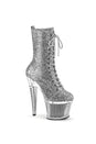 Pleaser USA - Spectator 7'' Spike Heel Platform Lace up Ankle Boot - Silver - Stag Shop
