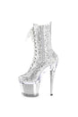 Pleaser USA - Spectator 7'' Spike Heel Platform Lace up Ankle Boot - Silver - Stag Shop