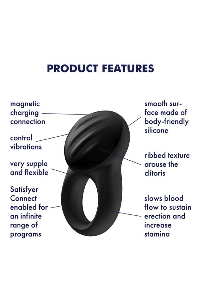 Satisfyer - Signet Bluetooth Cock Ring - Black - Stag Shop