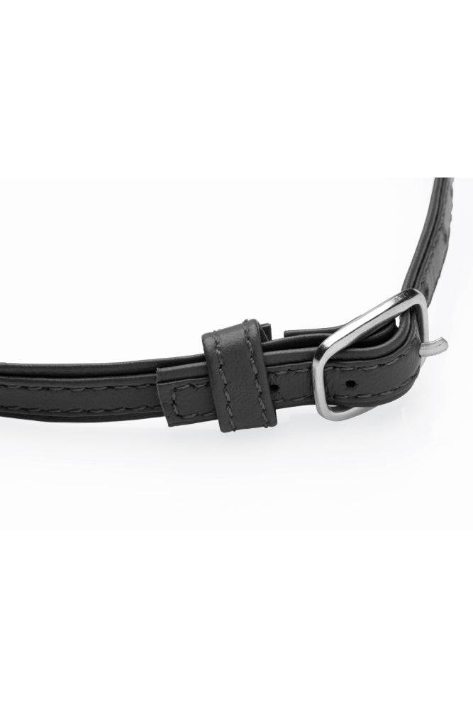 XR Brands - Master Series - Sex Pet Slim Black Leather Collar with O-Ring - Stag Shop