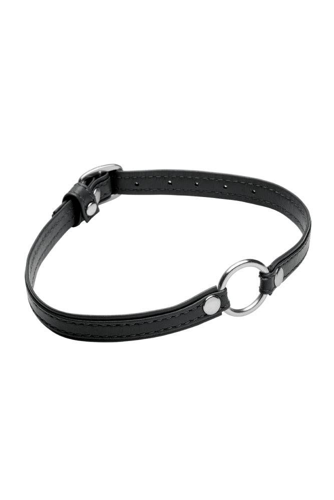 XR Brands - Master Series - Sex Pet Slim Black Leather Collar with O-Ring - Stag Shop