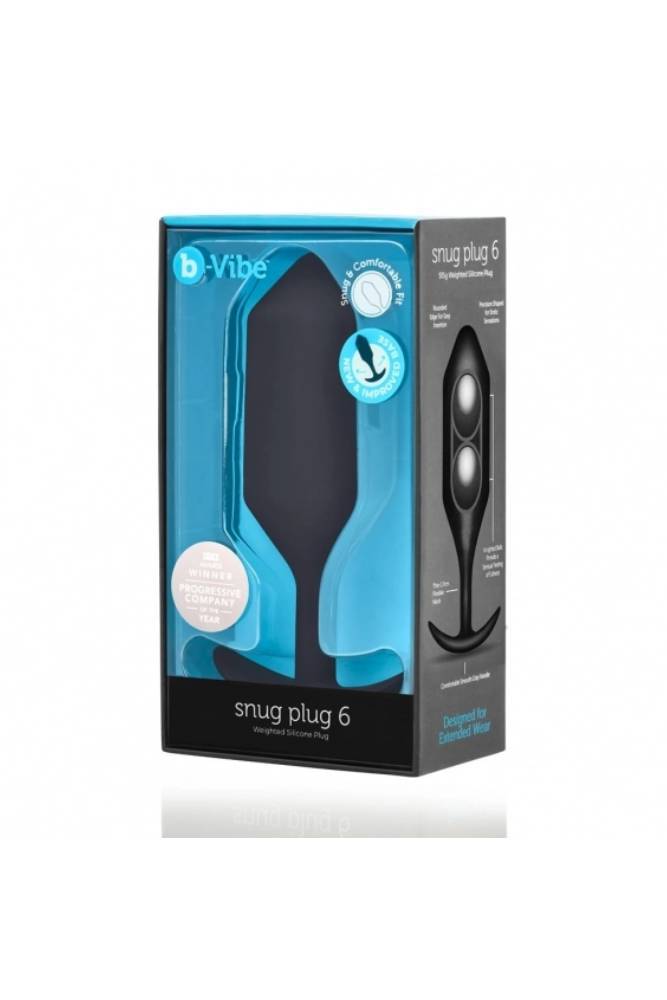 b-Vibe - Snug Plug 6 - Weighted Anal Plug - Black - Stag Shop