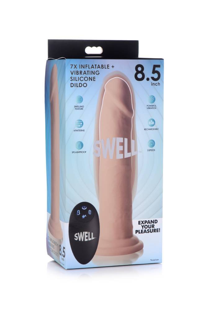 XR Brands - Swell 7X Inflatable Vibrating Silicone Dildo - 8.5 Inch - Stag Shop